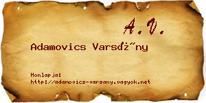 Adamovics Varsány névjegykártya